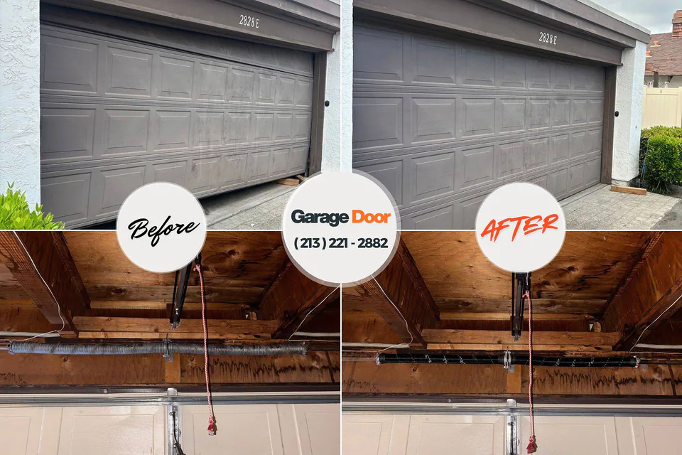 Before and after: garage door repair Crawfordsville, IN